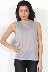 Beth Grey Side Panel High Neck Top-Tops