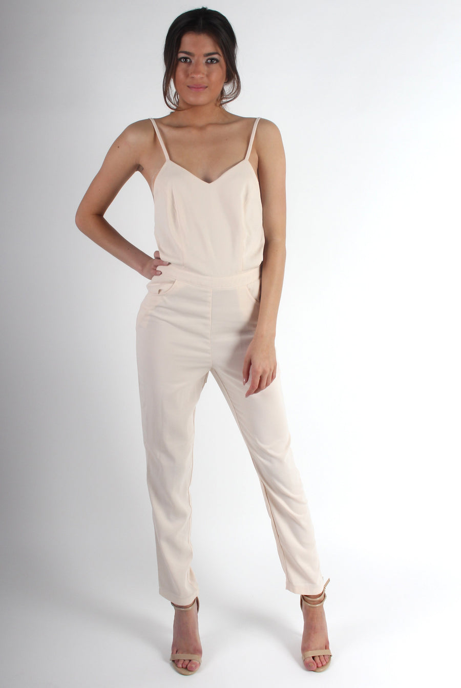 Bethan Apricot Low Tie Back Jumpsuit-Jumpsuits