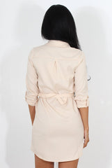 Bethan Nude Shirt Dress-Dresses