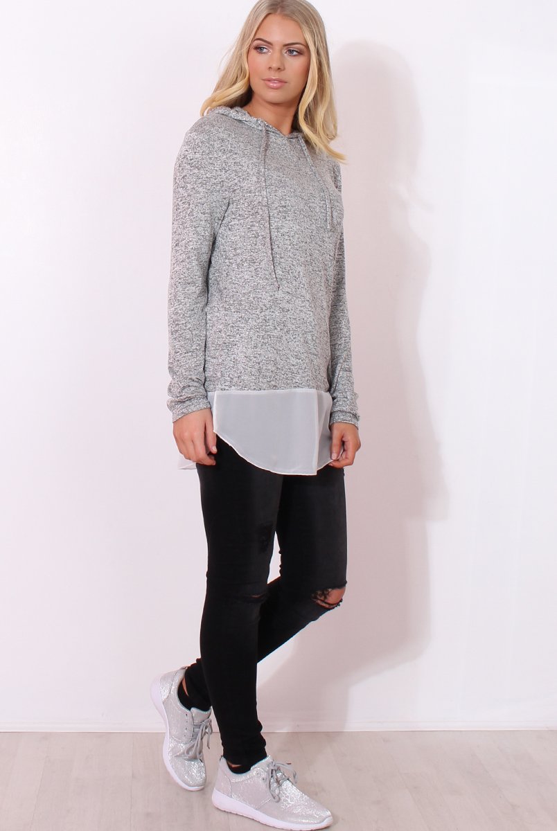 Betty Grey Panel Hoodie-Hoodies