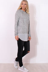 Betty Grey Panel Hoodie-Hoodies