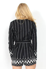 Bevan Black & White Tie Waist Playsuit-Playsuits