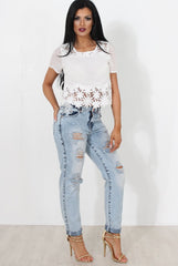 Biddy White Crochet Top-Tops