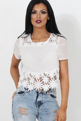 Biddy White Crochet Top-Tops