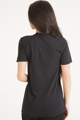 Black '66' Graphic Print Laser Cut Top - Gracie-Tops