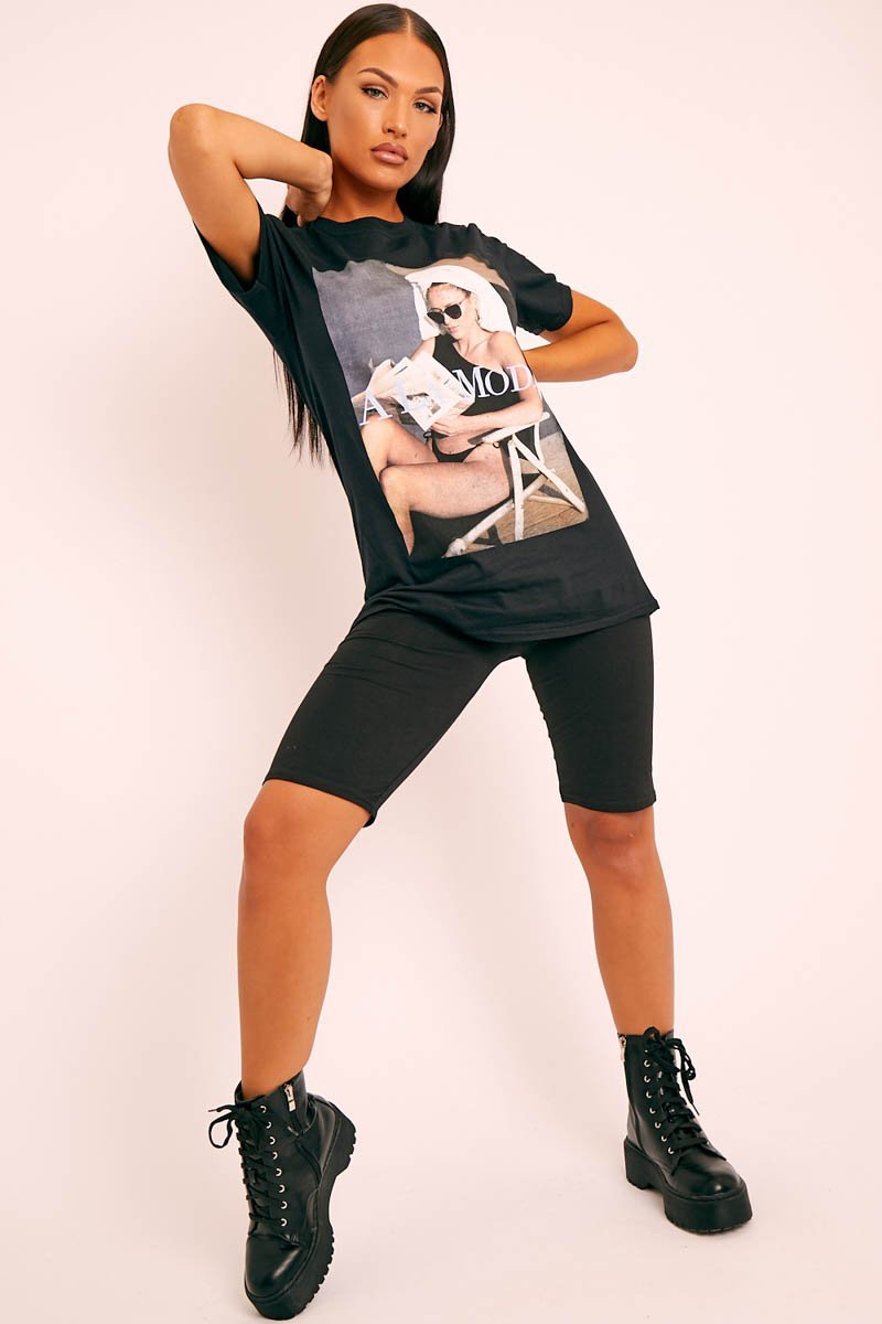 Black A La Mode Graphic T-shirt - Nala-T-shirt