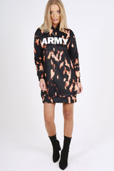 Black Acid Wash Army Hoodie - Aime-Loungewear