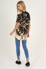 Black Acid Wash Rock Angel Slogan T-shirt Dress - Eden-Dresses