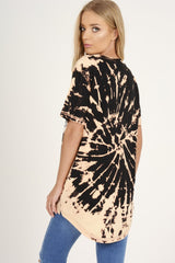 Black Acid Wash Rock Angel Slogan T-shirt Dress - Eden-Dresses