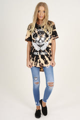 Black Acid Wash Rock Angel Slogan T-shirt Dress - Eden-Dresses