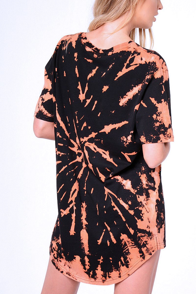 Black Acid Wash Tie Dye 'Rock Angel' T-Shirt Dress - Thea-Dresses