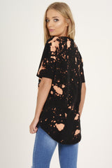 Black Acid Wash World Tour Slogan T-shirt Dress - Adel-Dresses