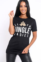 Black All the Jingle Ladies Christmas T-shirt - Ellen-T-shirt