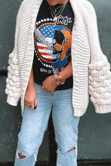 Black American Slogan Printed T-shirt - Posie-T-shirt