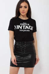 Black Amour Vintage Slogan T-shirt - Jennie-Tops