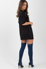 Black Anarchy Cut Out Pin Detail T-Shirt Dress - Lollie-Dresses