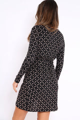 Black And Gold Sequin Wrap Front Dress - Kelcy-Dresses