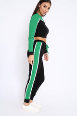 Black And Green Colour Block Tracksuit - Adryanna-Loungewear