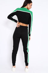 Black And Green Colour Block Tracksuit - Adryanna-Loungewear