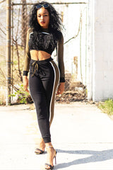 Black And Khaki Colour Block Tracksuit - Adryanna-Loungewear