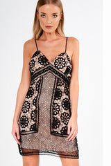 Black And Nude Crochet Dress - Patricia-Dresses