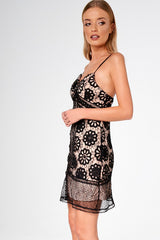 Black And Nude Crochet Dress - Patricia-Dresses