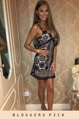 Black And Nude Crochet Dress - Patricia-Dresses