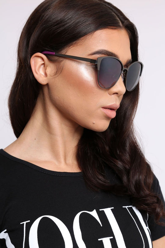 Black And Purple Metal Frame Sunglasses - Izzie