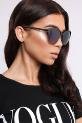 Black And Purple Metal Frame Sunglasses - Izzie-Sunglasses