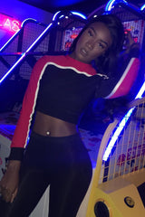 Black And Red Colour Block Tracksuit - Adryanna-Loungewear