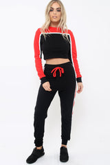 Black And Red Colour Block Tracksuit - Adryanna-Loungewear