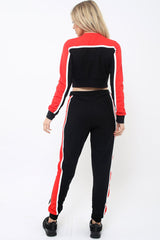 Black And Red Colour Block Tracksuit - Adryanna-Loungewear