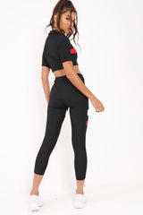 Black And Red Stripe Crop Top And Leggings Co-Ord - Ramey-Co-ords