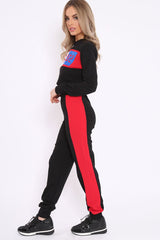 Black And Red USA Side Stripe Tracksuit - Simmy-Co-ords