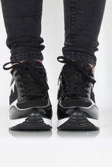 Black And Silver Glittery Trainers - Cody-Trainers