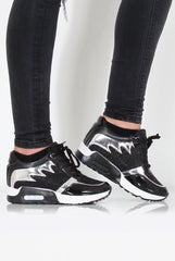 Black And Silver Glittery Trainers - Cody-Trainers