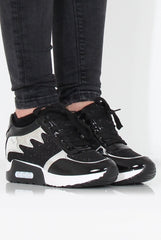 Black And Silver Glittery Trainers - Cody-Trainers