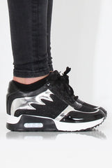 Black And Silver Glittery Trainers - Cody-Trainers