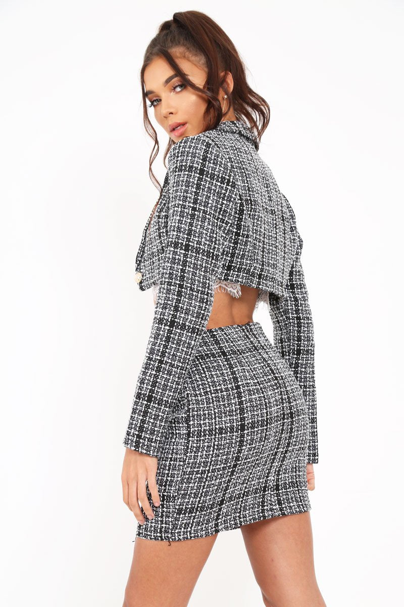 Black And White Cropped Blazer - Keilee-Jackets
