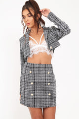 Black And White Cropped Blazer - Keilee-Jackets