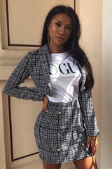 Black And White Cropped Blazer - Keilee-Jackets