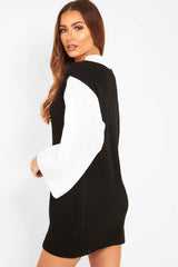 Black And White Knitted High Neck Oversized Jumper - Cerina-Jumper