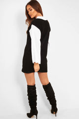 Black And White Knitted High Neck Oversized Jumper - Cerina-Jumper