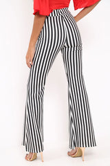 Black And White Stripe Flared Trousers - Chessa-Trousers