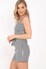Black And White Stripe Shorts And Crop Top Co-Ord - Madden-Co-ords