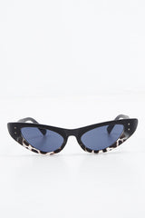 Black Animal Slim Cat Eye Sunglasses - Maribel-Sunglasses