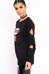 Black Anti Social Slogan Jumper - Aaruhi-Jumper