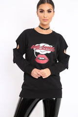 Black Anti Social Slogan Jumper - Aaruhi-Jumper