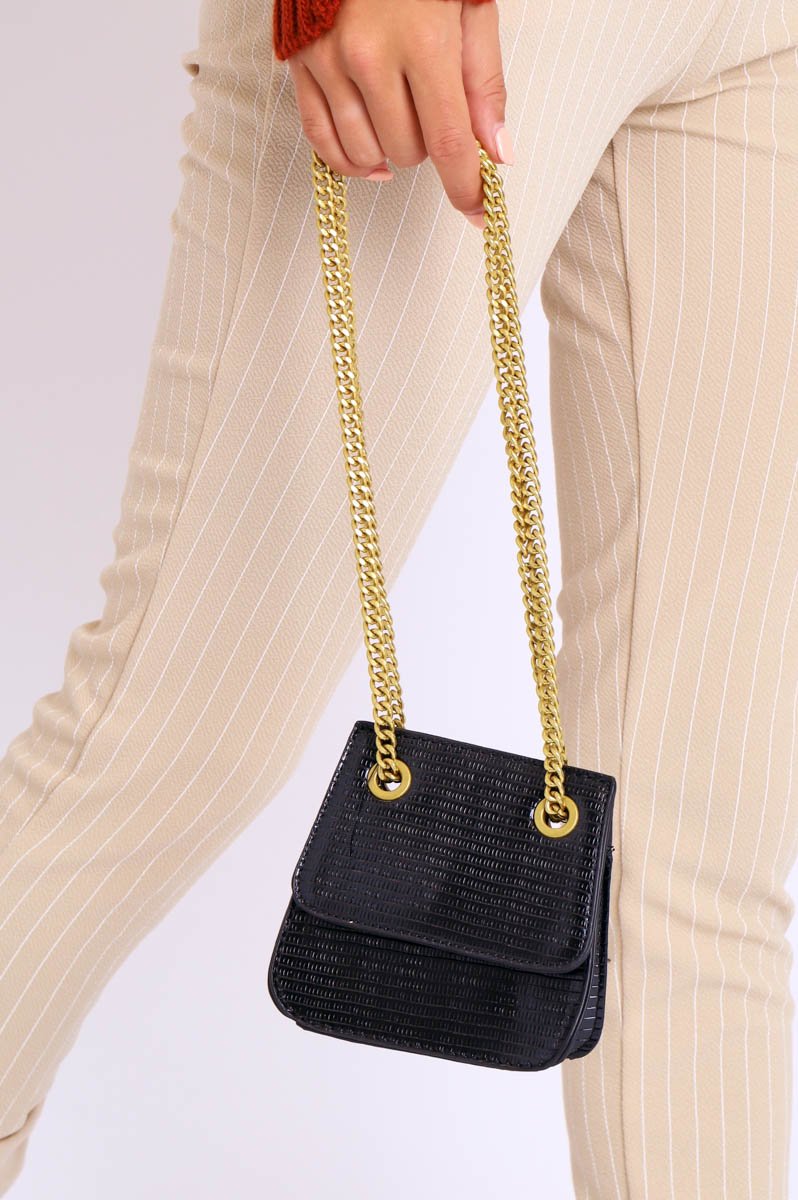 Black Antique Gold Chain Mini Bag - Becci-Bags