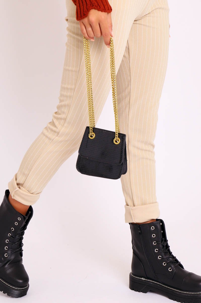 Black Antique Gold Chain Mini Bag - Becci-Bags